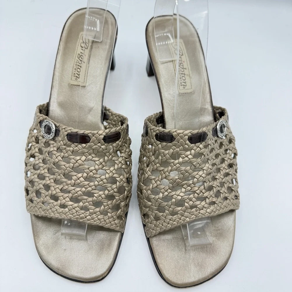 Brighton Tifany Gold Metallic Braided Leather Slide 2.5